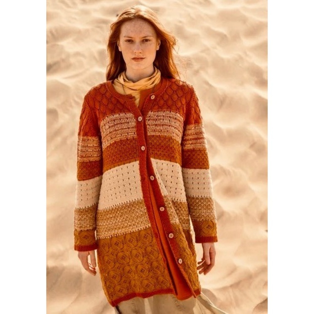 GUDRUN SJODEN Chloe Long Cardigan Sweater Ombre Buttons Henna 24 Knitwear Medium